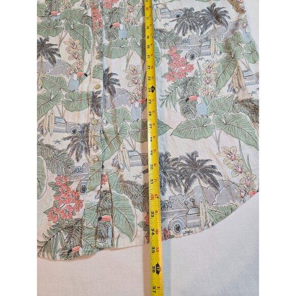 C&C California‎ Womens Tropical Print Sleeveless Linen Button-Down dress Size 3X - Picture 12 of 13